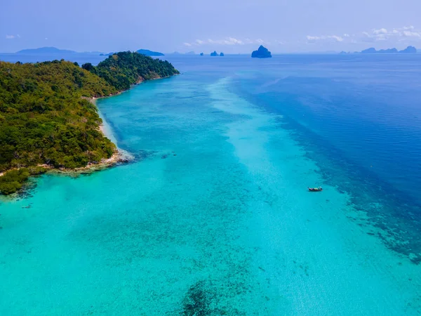Dron Widok Plażę Wyspie Koh Kradan Tajlandii Widok Lotu Ptaka — Zdjęcie stockowe