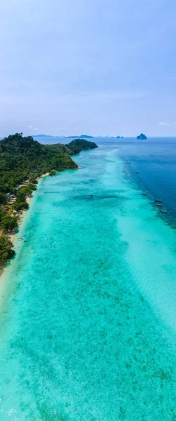 Vue Drone Sur Plage Île Koh Kradan Thaïlande Vue Aérienne — Photo