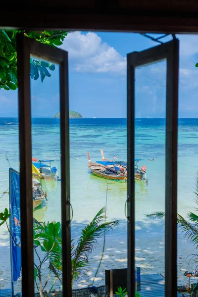 Koh Lipe Island Południowa Tajlandia Widok Okna Turkusowym Kolorowego Oceanu — Zdjęcie stockowe