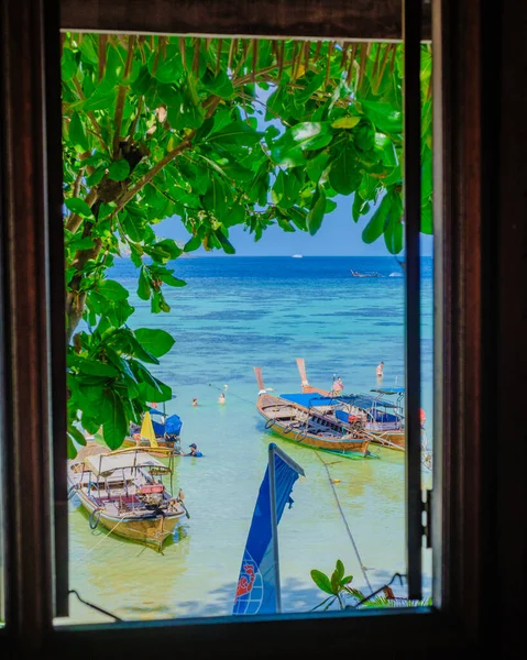 Koh Lipe Island Sud Thaïlande Vue Fenêtre Avec Turqouse Couleur — Photo