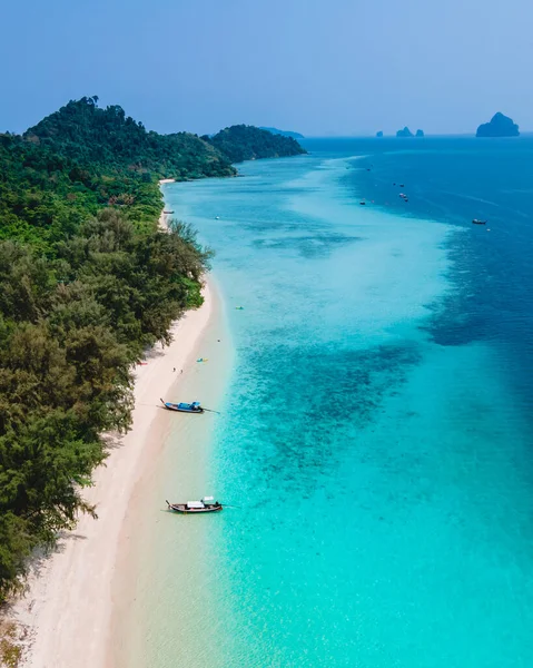 Koh Kradan Sziget Fehér Trópusi Strand Türkiz Színű Óceán Thaiföldön — Stock Fotó