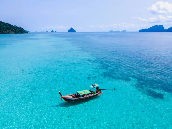 Wyspa Koh Kradan Białą Tropikalną Plażą Turkusowym Oceanem Widok Lotu — Zdjęcie stockowe