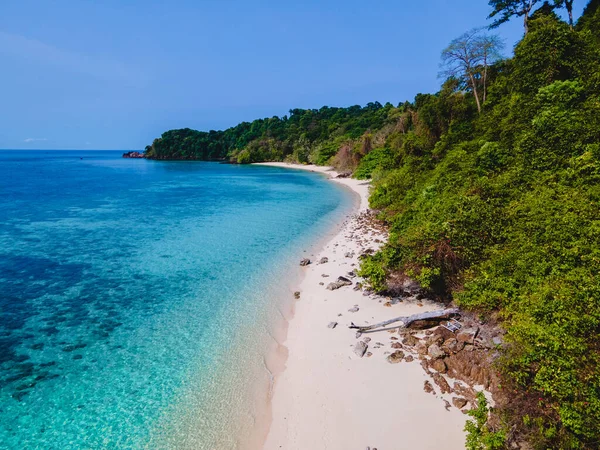 Ostrov Koh Kradan Bílou Tropickou Pláží Tyrkysově Zbarveným Oceánem Pláž — Stock fotografie
