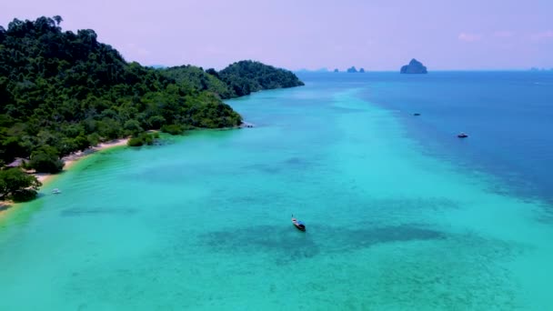 Koh Kradan Island Sul Tailândia Praia Branca Turqouse Colorido Oceano — Vídeo de Stock