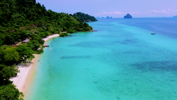 Koh Kradan Island Zuid Thailand Met Longtail Boten Aan Het — Stockvideo