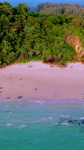 Güneşli Bir Günde Tayland Koh Kradan Adası Sahilinde Turkuaz Renkli — Stok video
