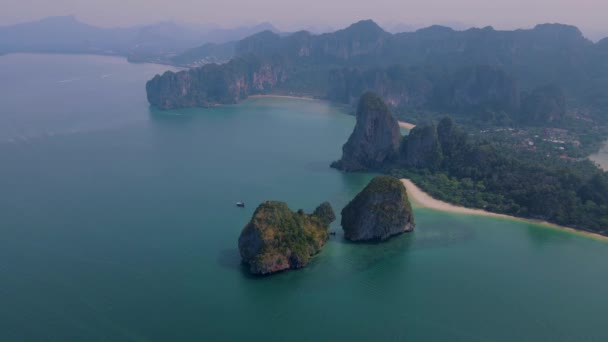 Railay Beach Krabi Tayland Railay Krabi Nin Tropikal Plajı Panoramik — Stok video