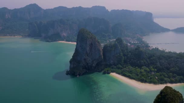 Railay Beach Krabi Tajlandia Tropikalna Plaża Railay Krabi Panoramiczny Widok — Wideo stockowe