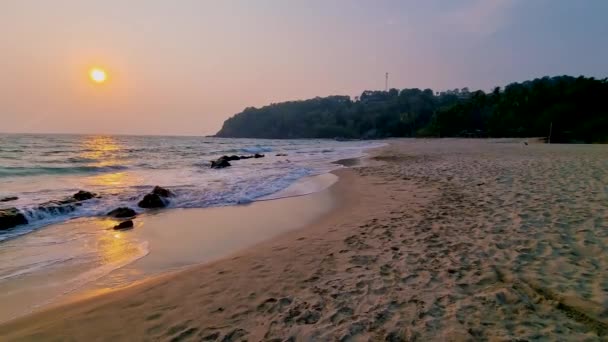 Закат Пляже Острове Ланта Таиланд Летом — стоковое видео