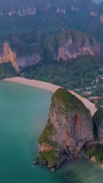 Railay Beach Krabi Thailand Tropical Beach Railay Krabi Panoramic View — стокове відео