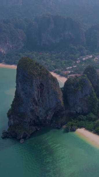 Railay Beach Krabi Tajlandia Tropikalna Plaża Railay Krabi Widok Drona — Wideo stockowe