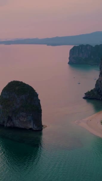 Railay Beach Krabi Thailand Тропический Пляж Railay Krabi — стоковое видео
