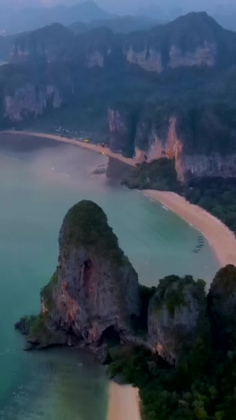 Railay Beach Krabi Thailand Den Tropiske Strand Railay Krabi Panoramaudsigt – Stock-video