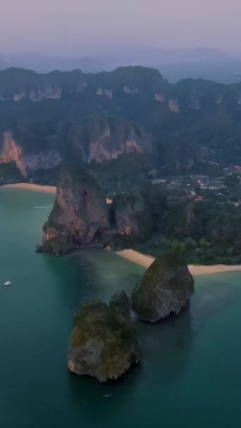 Railay Beach Krabi Thaiföld Trópusi Strand Railay Krabi Kilátás Egy — Stock videók