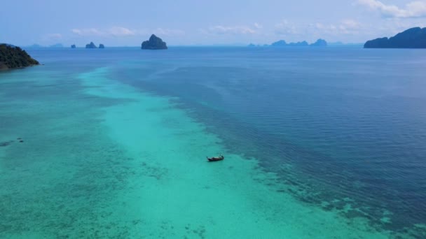 Luftaufnahme Der Insel Koh Kradan Trang Thailand Tropischer Strand Mit — Stockvideo
