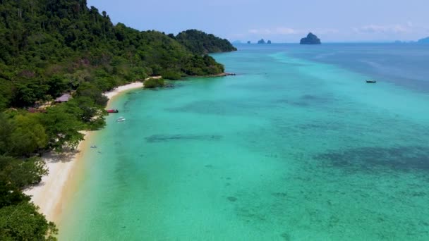 Luchtfoto Van Koh Kradan Eiland Trang Thailand Tropisch Strand Met — Stockvideo