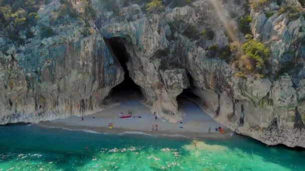 Cala Luna Beach Sardinia Літній День Пляжі Cala Luna Sardinia — стокове відео