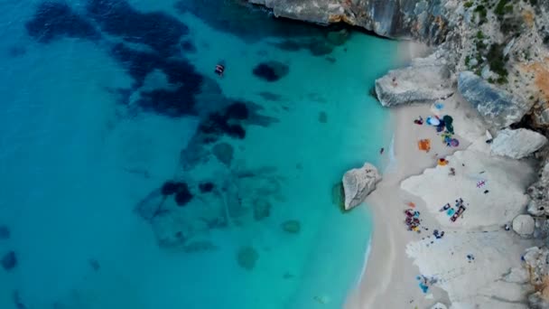 Вид Дрону Зверху Пляж Cala Goloritze Бауней Сардинія Італія Golfo — стокове відео