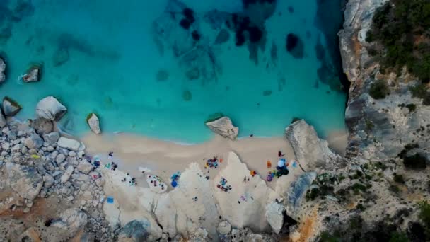 Drone View Cala Goloritze Beach Baunei Sardinia Italy Golfo Orosei — Stock Video
