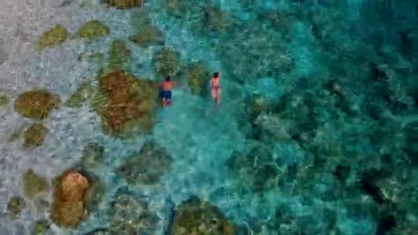 이탈리아 사르데냐 해변에 여름에 사르데냐 이탈리아 디오로세 스노클링을 바다에서 — 비디오