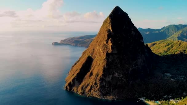 Góry Pitons Saint Lucia Lub Lucia Caribbean Podczas Zachodu Słońca — Wideo stockowe