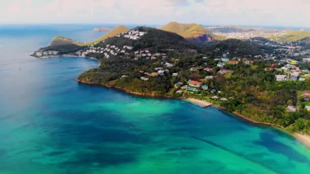 Saint Lucia Castries Von Oben Mit Luxushotels Lucia Tropeninsel Mit — Stockvideo