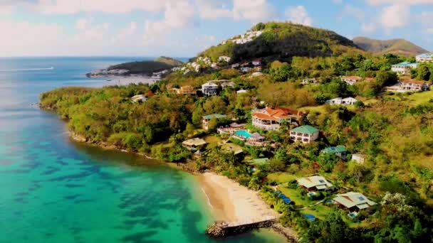 Saint Lucia Castries Góry Luksusowych Hoteli Lucia Tropikalnej Wyspie Niebieskim — Wideo stockowe