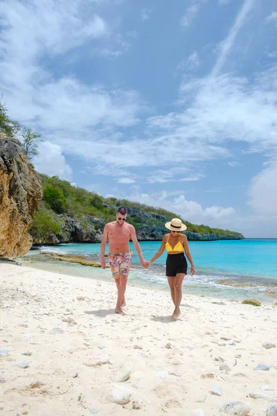 Paio Uomini Donne Vacanza Curacao Cas Abao Beach Playa Cas — Foto Stock