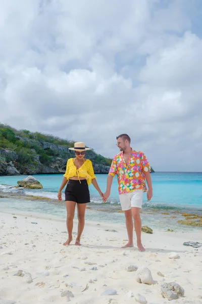 Männer Und Frauen Urlaub Auf Curacao Cas Abao Strand Playa — Stockfoto