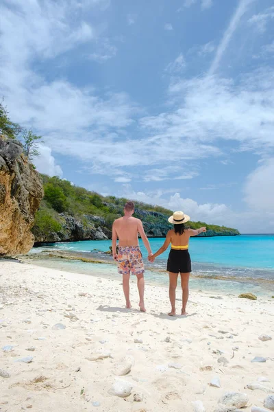 Männer Und Frauen Urlaub Auf Curacao Cas Abao Strand Playa — Stockfoto