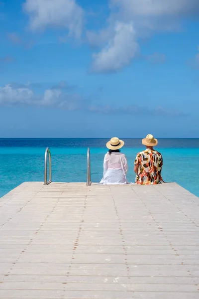Hommes Femmes Sur Plage Playa Porto Marie Beach Curaçao Une — Photo