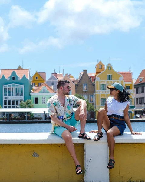 Willemstad Curacao Красочные Здания Вокруг Willemstad Punda Otrobanda Разноцветные Дома — стоковое фото