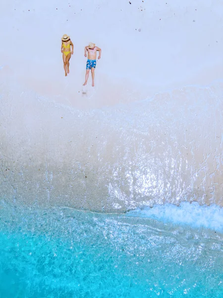 Playa Kalki Curacao Biała Plaża Niebieskim Turkusowym Oceanem Drone Widok — Zdjęcie stockowe