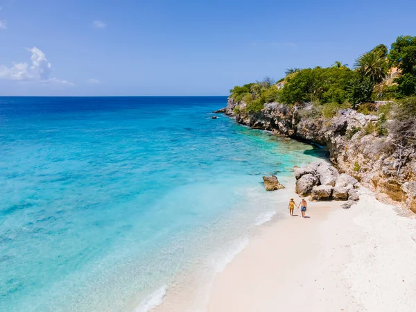 Playa Kalki Curacao White Beach Blue Turqouse Colored Ocean Drone — Stock Photo, Image