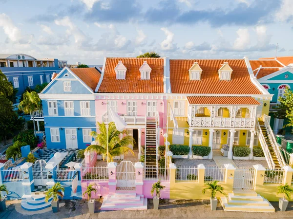 Willemstad Pietermaai Curacao Willemstad Punda和Otrobanda周围五彩斑斓的建筑 夏天的时候是五彩缤纷的住房Curacao Caribean Island — 图库照片