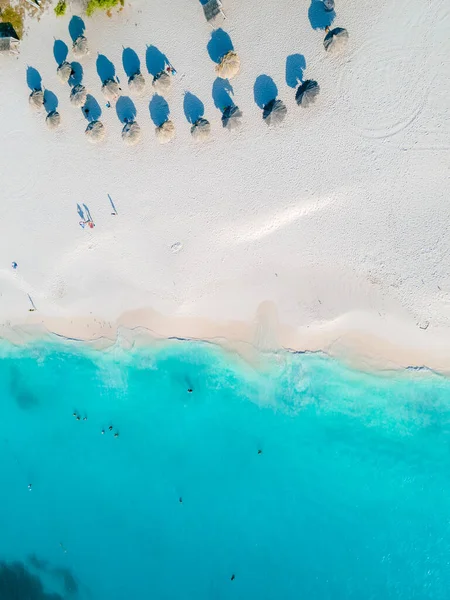 Eagle Beach Aruba Palmy Wybrzeżu Eagle Beach Arubie Widok Lotu — Zdjęcie stockowe