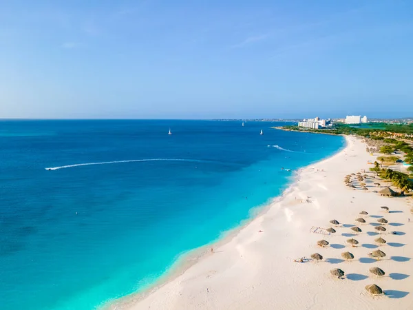 Eagle Beach Aruba Palm Trees Shoreline Eagle Beach Aruba Air — стоковое фото
