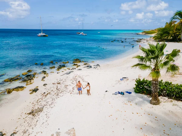Eagle Beach Aruba Aruba Daki Eagle Beach Sahilinde Palm Trees — Stok fotoğraf
