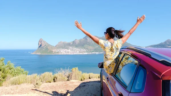 Woman Car Window Hands Car Chapmans Peak Drive Cape Town — Stock Photo, Image