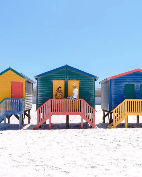 Colorida Casa Playa Playa Muizenberg Ciudad Del Cabo Cabañas Playa — Foto de Stock
