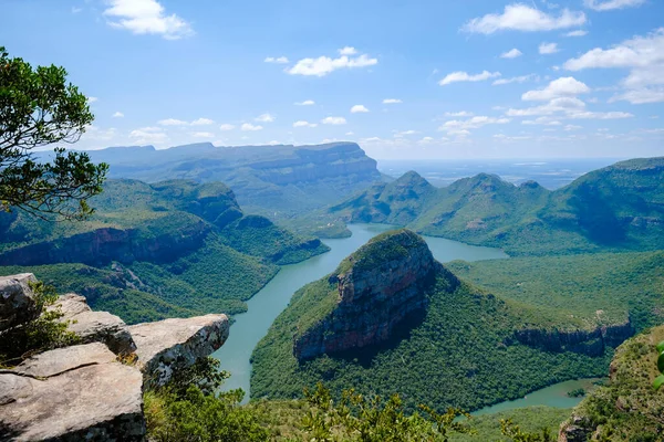 Panorama Route África Sul Desfiladeiro Rio Blyde Com Três Rondavels — Fotografia de Stock