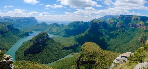 Szlak Panoramiczny Rpa Kanion Rzeki Blyde Trzema Rondavelami Widok Trzy — Zdjęcie stockowe
