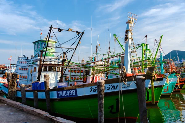 Bangsaray Pattaya Thailandia Maggio 2023 Colorate Barche Pesca Legno Tramonto — Foto Stock
