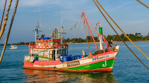 Bangsaray Pattaya Thailand Maj 2023 Fiskehamn Vid Fiskebyn Bangsaray Solnedgången — Stockfoto