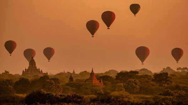 Myanmar Bagan Lever Soleil Dessus Des Temples Pagodes Myanmar Bagan — Photo