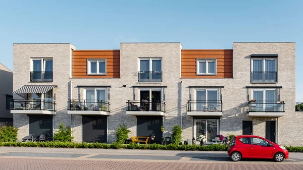 Holandská Příměstská Oblast Moderními Rodinnými Domy Nově Vybudované Moderní Rodinné — Stock fotografie