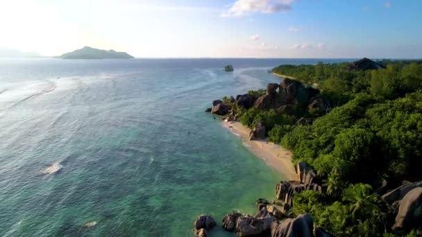 Anse Source Dargent Digue Seychelles Tropical Beach Luxury Vacation Seychelles — Stockvideo