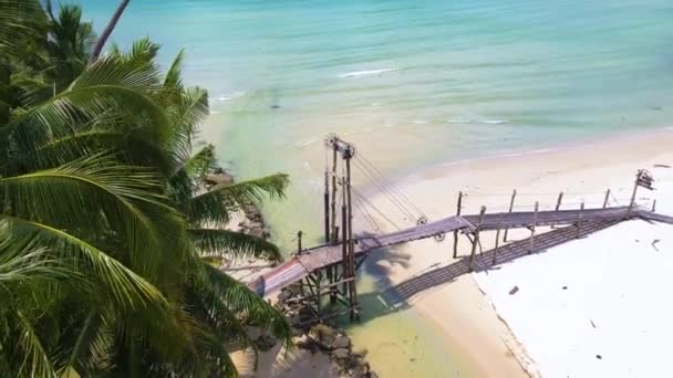 Закрытие Деревянного Моста Острове Куд Koh Kood Island Thailand Trat — стоковое видео