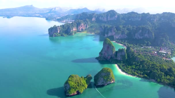 Рейлі Біч Крабі Таїланд Тропічний Пляж Рейлі Крабі Панорамний Вид — стокове відео