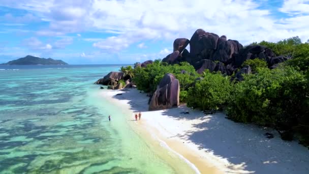 Anse Source Dargent Digue Seychellen Tropisch Strand Tijdens Een Luxe — Stockvideo